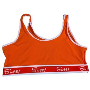 PLus Size XL Lingerie Sweet Bra Bralette NWoT Orange White Crop Top‎ Lightweight